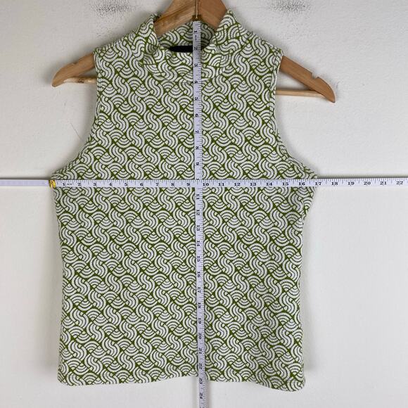 Maeve Structured Mock Neck Top Size M Green Motif Geometric Mod Anthropologie - Picture 14 of 14